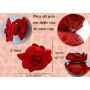Abanico Plegable de Bambú y Tela de Algodón Estampado con Funda Artesanal Fabricada en España, Pinza del Pelo Estilo Flor con