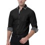 crazy bean Camisa Manga Larga para Hombre Slim fácil Business Camisas Hombre de Algodon con Botones Camisas Ajuste Regular M-3XL