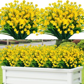 Weldomcor 9 Piezas Flores Artificiales, Flores Artificiales Resistentes a Los Rayos UV Arbustos Flores Artificiales Reales y