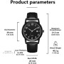 CIVO Reloj Hombre Negro Analógico: Cuero Minimalista Diseño Relojes de Pulsera