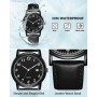 CIVO Reloj Hombre Negro Analógico: Cuero Minimalista Diseño Relojes de Pulsera