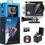 AKASO Sports Camera 4K, 30FPS 20MP WiFi Action Camera, Wide Angle 170° with Remote Control 2.4G, 30M Submersible Water Camera