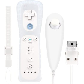 OSTENT El sensor de movimiento del mando a distancia con cable Nunchuck + Combo compatible para la consola Nintendo Wii Color