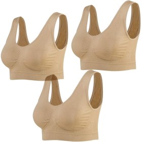 Lemef Seamless Sports Bra Wirefree Bra with Removable Pads for Women (3 Pack)