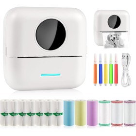 GuKKK Mini Impresora para Movil, Impresora Fotográfica, Portátil Impresora Termica, BT Inalámbrico Impresora Térmica con 13