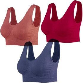 Lemef Seamless Sports Bra Wirefree Bra with Removable Pads for Women (3 Pack)