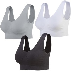 Lemef Seamless Sports Bra Wirefree Bra with Removable Pads for Women (3 Pack)