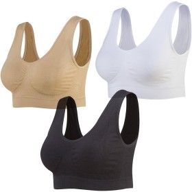Lemef Seamless Sports Bra Wirefree Bra with Removable Pads for Women (3 Pack)