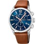 Lotus Reloj Hombre 18691/2 Chrono Caja de Acero Inoxidable 316l Plateado Correa de Cuero Marrón