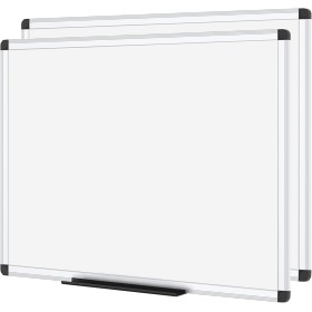 VIZ-PRO Pizarra blanca magnética de pared 120x90cm, pack de 2, marco de aluminio, para oficina y aula
