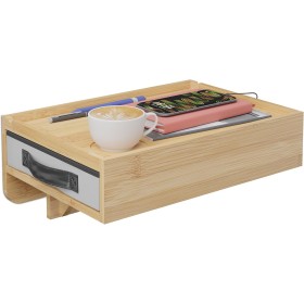 Relaxdays Mesita de Noche para Litera, Estante Cama Colgante, Mesilla Bambú, 14x37x26,5 cm, Cajón y Posavasos, Natural,