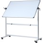 VIZ-PRO Pizarra blanca móvil magnética de doble cara 110x75 cm, con ruedas y marco de aluminio, para oficina y aula