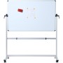 VIZ-PRO Pizarra blanca móvil magnética de doble cara 110x75 cm, con ruedas y marco de aluminio, para oficina y aula