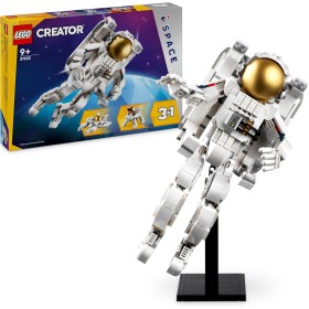 LEGO Creator 3 en 1 Astronauta Espacial de Juguete Convertible en Figura de Perro o en Maqueta de Nave de Ataque, Regalo del