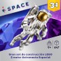 LEGO Creator 3 en 1 Astronauta Espacial de Juguete Convertible en Figura de Perro o en Maqueta de Nave de Ataque, Regalo del