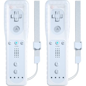 TechKen Paquete de 2 mandos a distancia para Wii, mandos a distancia de repuesto con funda de silicona y correa de muñeca
