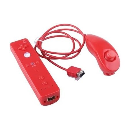 MANDOS Wii Remote NUNCHUK Color DE Rojo Juegos EN CASA