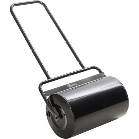 Outsunny Rodillo para Césped Ancho 58cm Ø32cm Rodillo de Césped de 38L Relleno de Arena o Agua con Mango en U para Jardín Granja