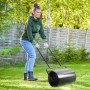 Outsunny Rodillo para Césped Ancho 58cm Ø32cm Rodillo de Césped de 38L Relleno de Arena o Agua con Mango en U para Jardín Granja