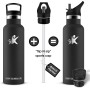 KollyKolla Botella Termica Deportiva con Pajita y Filtro, Botella Acero Inoxidable 1 litro, Sin BPA, Cantimplora Reutilizable,