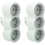 Legrand 694518, Adaptadores 2P+T horizontal, 3 tomas de enchufes/corriente frontales, Ladron de enchufes, color blanco/gris