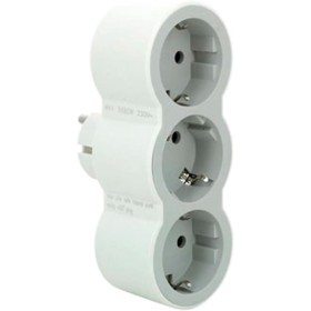 Legrand 694518, Adaptadores 2P+T horizontal, 3 tomas de enchufes/corriente frontales, Ladron de enchufes, color blanco/gris