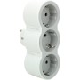 Legrand 694518, Adaptadores 2P+T horizontal, 3 tomas de enchufes/corriente frontales, Ladron de enchufes, color blanco/gris