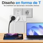 Ladron Enchufes de Pared, Regleta Enchufes con USB C, 5 en 1 Ladrón Enchufes Multiples USB, 2500W/10A, Protección Infantil,