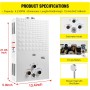 Calentador de Agua a Gas, 20L Calentador de Agua LPG Instantáneo, Calentador de Agua Sin Tanque Con Pantalla LED, Para Duchas al