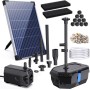 Biling Filtro solar para estanque de 12 W con bomba, 605 l/h, filtro de estanque, bomba solar con manguera, 4 boquillas de 5 m,