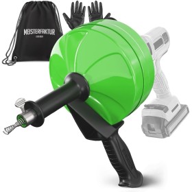 Meisterfaktur Espiral de limpieza de tuberías [15 metros] – con tambor de acero – Espiral de drenaje ideal para una limpieza de
