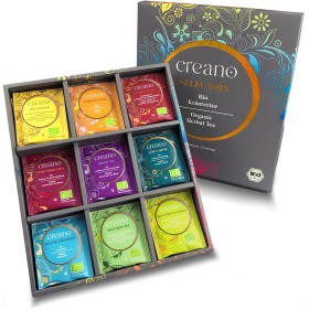 Creano Set de regalo de té de hierbas orgánicas "Orgánico Herbal Tea" – 27 bolsas de té orgánicas en 9 diferentes variedades –