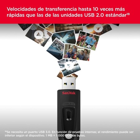 SanDisk Pendrive 64 GB Ultra Memoria flash USB 3.0 hasta 130 MB/s, (SecureAccess Software, Protección de contraseñas) Negro