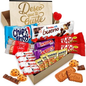 Cajita Regalo Original con 17 Chocolates Kinder Bueno, Cards, Kinder Chocolate, Twix, Mars, Kit Kat, Huesitos, Galleta Lotus