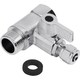 Adattatore di Connessione a T 3/8 x 3/8 x 1/4, Valvola di Arresto per Collegamento di 2 Apparecchi, Distributore di Acqua per