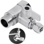 Adattatore di Connessione a T 3/8 x 3/8 x 1/4, Valvola di Arresto per Collegamento di 2 Apparecchi, Distributore di Acqua per