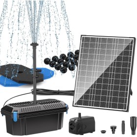 Biling Juego completo de filtros solares para estanques con bomba de 20 W, 875 l/h, bomba solar para estanques y cascadas de