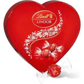 Lindt LINDOR Bombón Corazón Chocolate con Leche San Valentín, caja con aprox 16 bombones con forma de corazón para regalar,