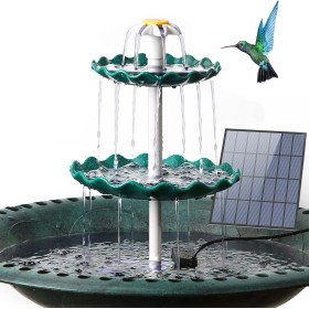 AISITIN Fuente para pájaros DIY con fuente solar de 3,5 W, alimentador de pájaros de 3 niveles para exteriores, baño de pájaros