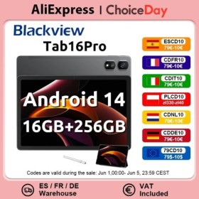 Blackview Android 14 Tab 16 Pro tableta táctil de 11 pulgadas pantalla