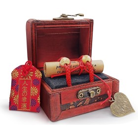 Pulseras de La Leyenda del Hilo Rojo del Destino con Cofre del Tesoro, Amuleto del Amor y Omamori. Regalos Originales Para Mujer
