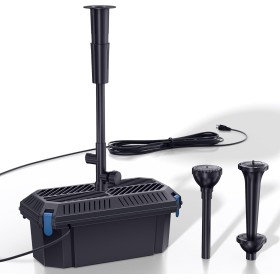 Biling Bomba de filtro de estanque de 40 W con filtro, todo en uno, 660 GPH, filtro de bomba de agua ajustable y boquillas,
