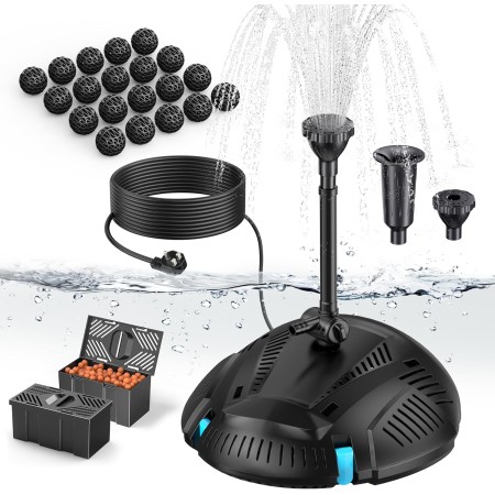 Biling Bomba de filtro de estanque de 40 W con filtro, todo en uno, 660 GPH, filtro de bomba de agua ajustable y boquillas,