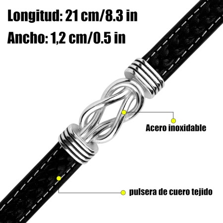 Rebundex Regalos Originales para Hombre Pulsera Cuero Collar Set Hombre Plata Regalo para Padres/Abuelo Navidad San Valentin Día