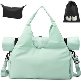 Aucuu Large Gym Bag, Large Yoga Mat Bag, Sports Yoga Mat Bag with Compartment and Multifunctional Pockets with Zipped