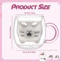 Qinhai Gato Tazas de Café de Cristal,Vasos de Doble Pared con Asa,Tazas de Té de Vidrio Borosilicato, Regalos para Cumpleaños