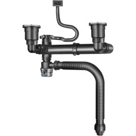 Doble Sifón Lavabo, Ajustable Ahorra Espacio Sifon Cocina para Fregadero en PP, con Tubo de Drenaje Retráctil y Conexiones de 4