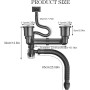 Doble Sifón Lavabo, Ajustable Ahorra Espacio Sifon Cocina para Fregadero en PP, con Tubo de Drenaje Retráctil y Conexiones de 4