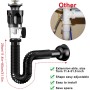 Kit de Desagüe para Fregadero de Baño Antiolor Antiobstrucción Desagüe Fregadero Cocina con Manguera de Drenaje Flexible y Tapón