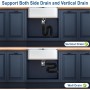 Kit de Desagüe para Fregadero de Baño Antiolor Antiobstrucción Desagüe Fregadero Cocina con Manguera de Drenaje Flexible y Tapón